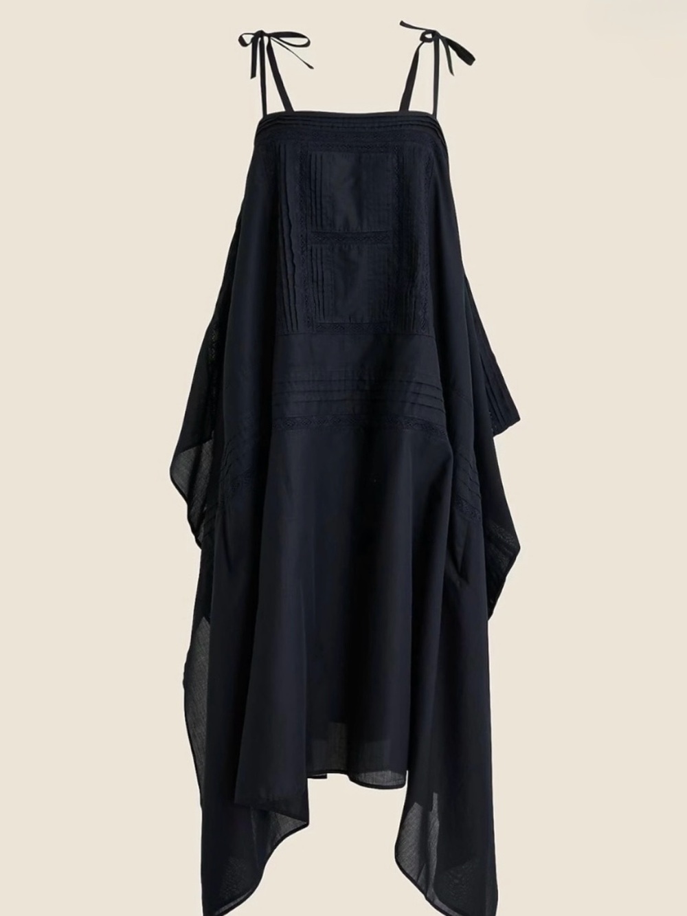 J Crew black cotton handkerchief midi dress